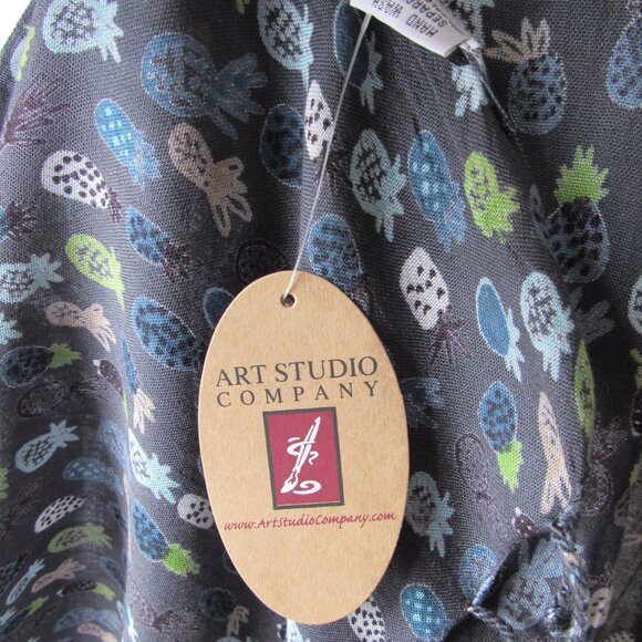 ART STUDIO COMPANY Viscose Wrap Fringed Scarf Large Pineapple Made in India - Picture 4 of 10